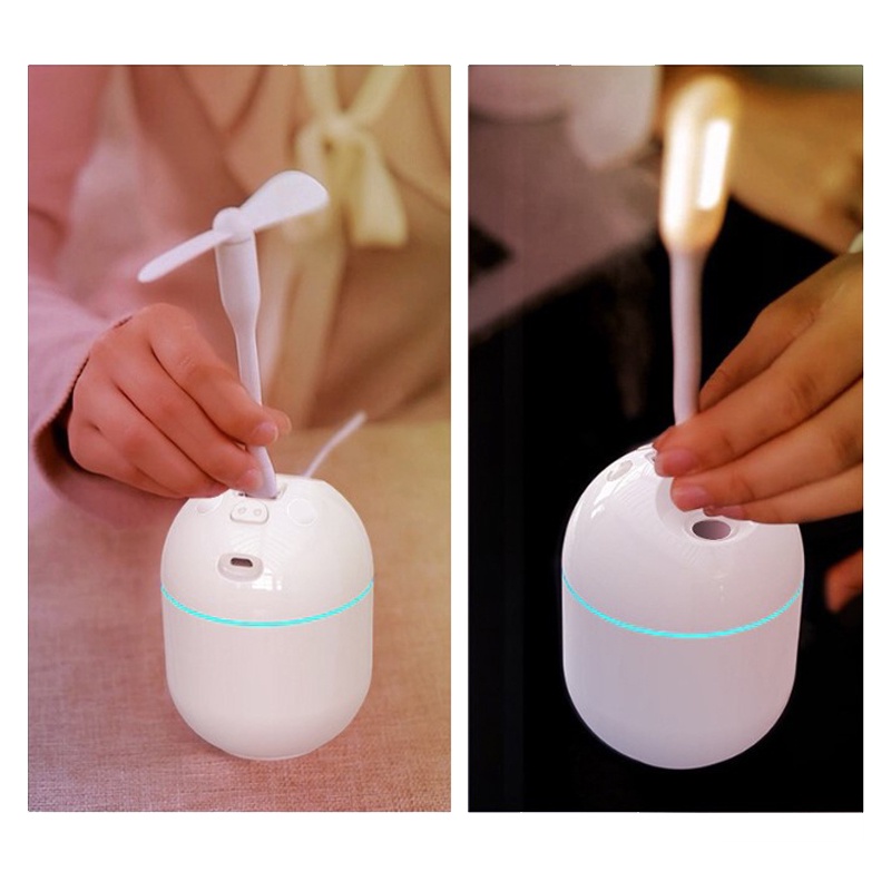 Air Humidifier Mini Portabel USB Aroma Minyak Esensial Diffuser Mobil Aromaterapi Minyak Humidifier Ultrasonic Cool Mist Fogger Mist Maker 220 Ml (Putih) - PD