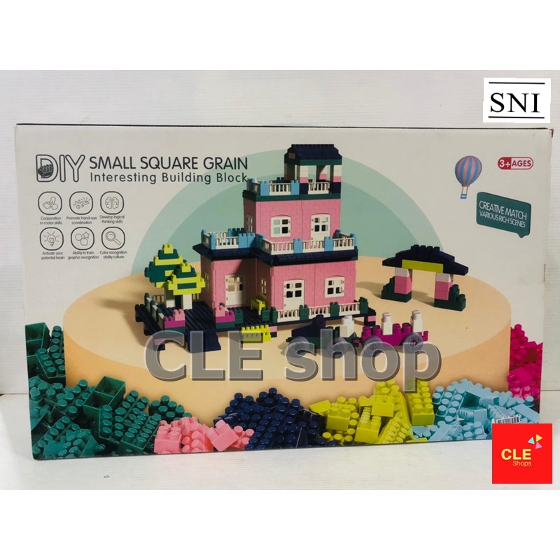 Mainan Edukasi DIY small square grain Building block isi 498pcs