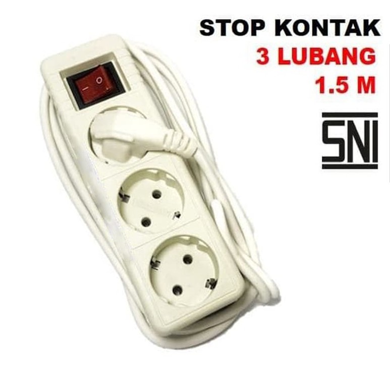 Stop Kontak 3 Lubang 1.5 Meter Sunfree / Colokan Listrik 3L 1.5m / Terminal Stopkontak 3 lubang