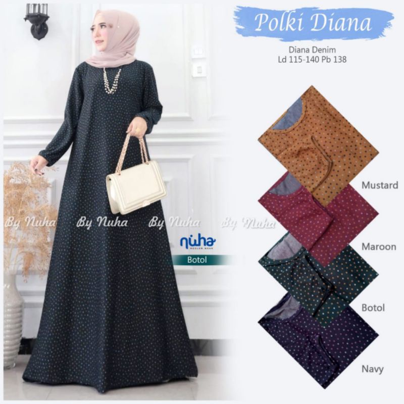 Gamis Super Jumbo XXXL POLKI Diana Denim Diana LD 120-140