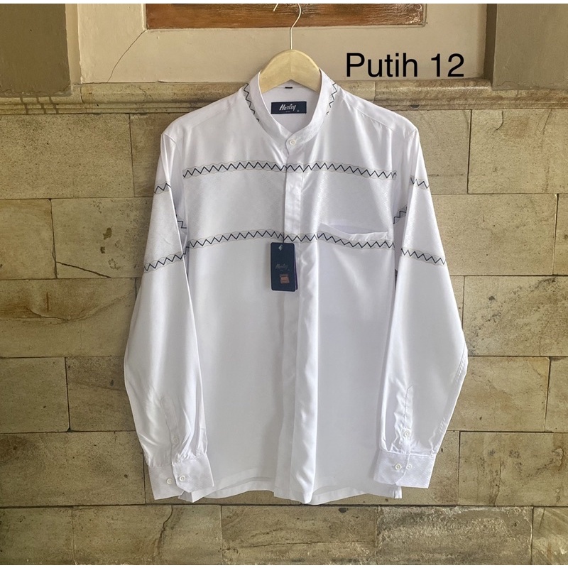 kemeja koko harley putih jumbo XXL katun imfor adem murah keren terlaris dewasa/anak seragam panjang