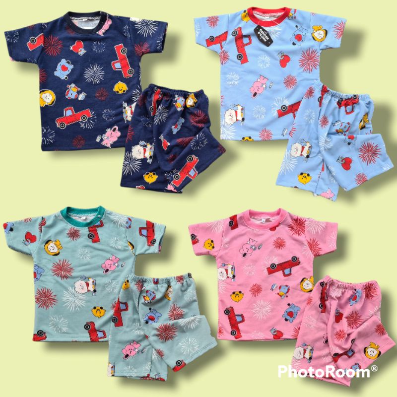 Setelan Anak BTS 1-6 tahun Setelan BAJU PENDEK CELANA PENDEK Babyterry Premium