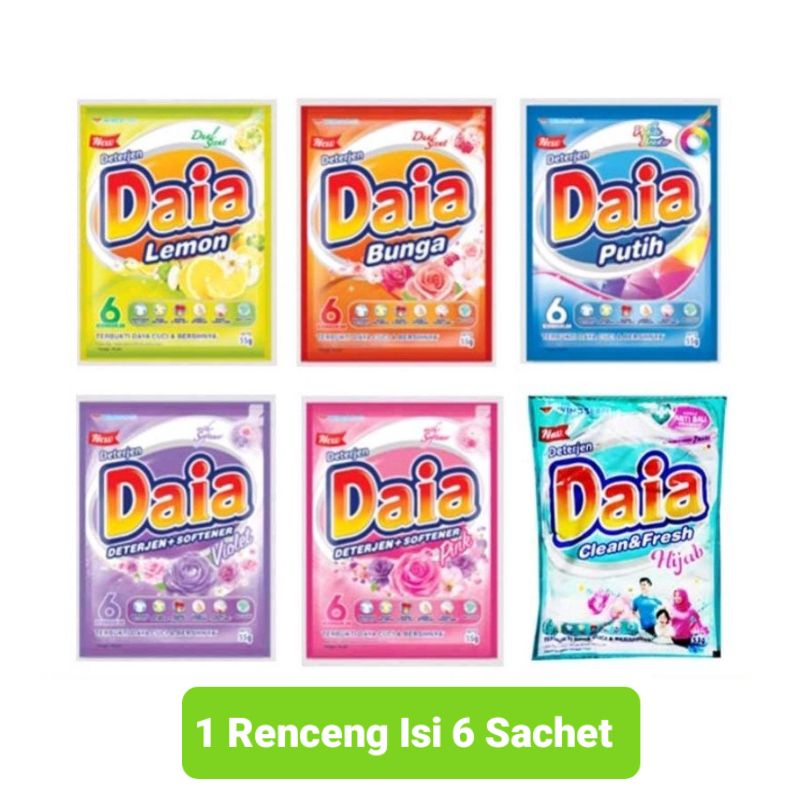 DAIA Deterjen Bubuk 46gr 1 Renceng Isi 6 Sachet 1000