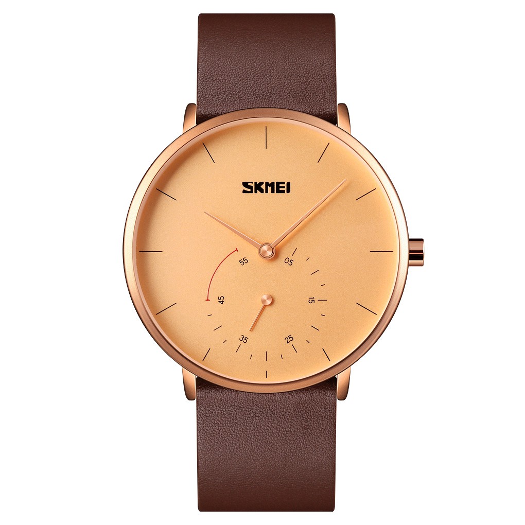SKMEI 9213 Jam Tangan Pria Wanita Analog Chronograph Tali Kulit WATCHKITE WKOS