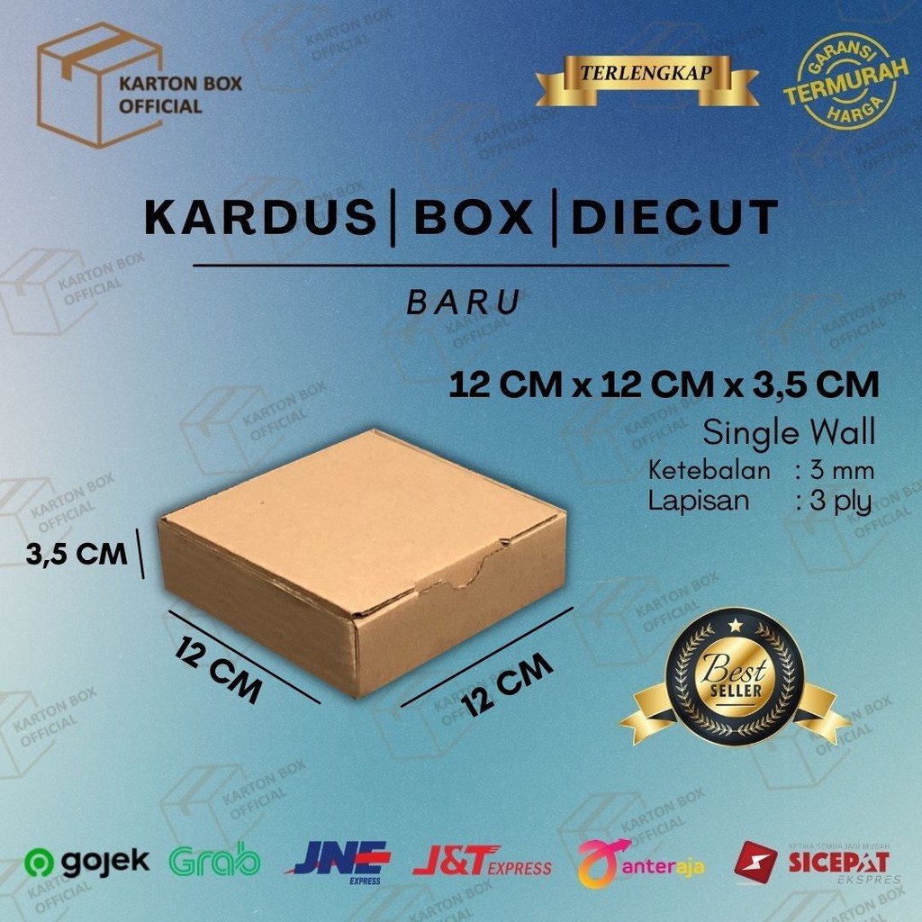 

Kardus Box Die Cut 12x12x3,5 CM Kotak Packing Hampers Polos