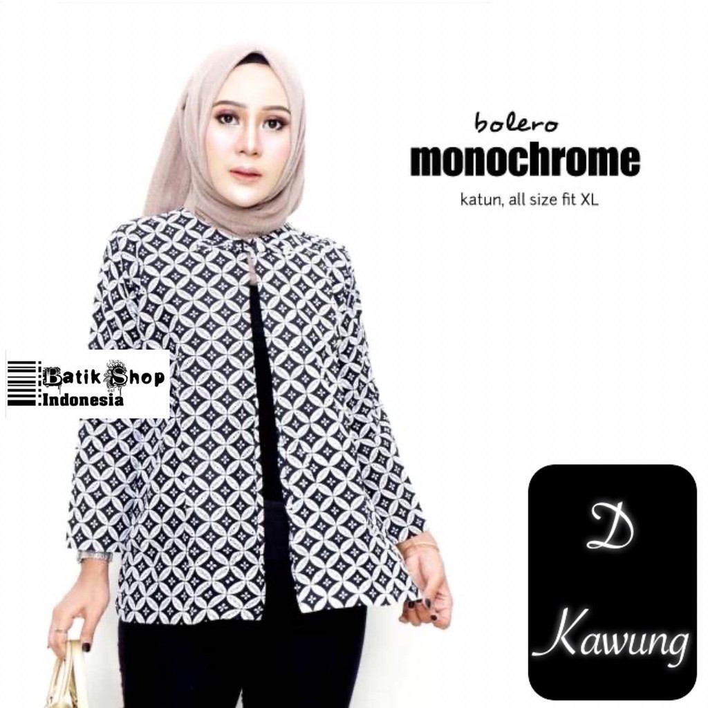 Bolero Monochrome Monokrom Batik 2in1 Modern Seragam Kantor Cantik Baru Casual Santai Kerja