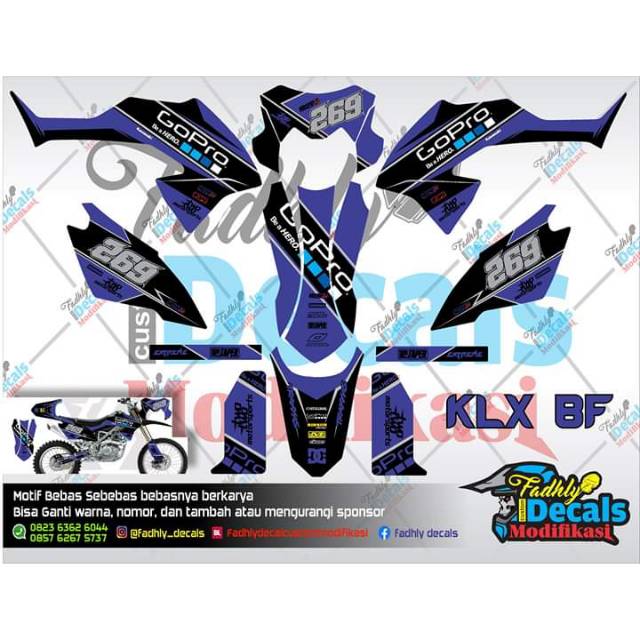 Decal klx bf biru hitam