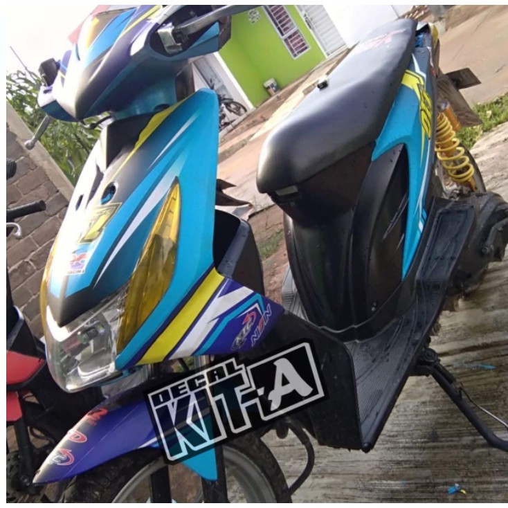 Decal Stiker Motor Beat Karbu Biru Putih Sticker Variasi Striping Custom Beat Karbu Racing