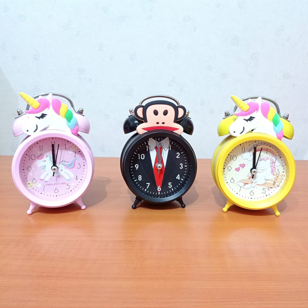 Jam Beker Lucu - Jam Alarm Mini Murah - Jam Weker Karakter Kartun Unicorn Doraemon