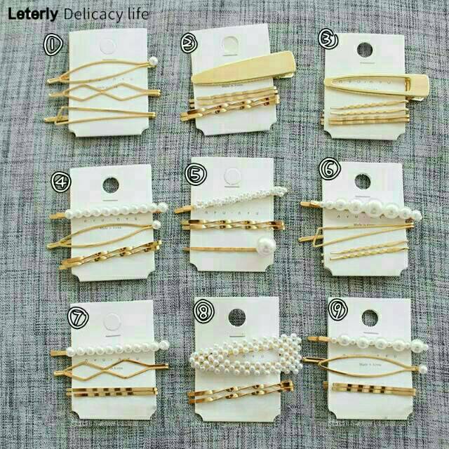 (READY!! MURAH!!) Jepitan ala korea 1 set / hairpin /jepitan kekinian / hair pin pearl / pearl