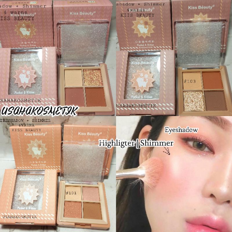 PROMO EYESHADOW DAN SHIMMER 4WARNA KISS BEAUTY WARNA NUDE KOREA NO.87205-03