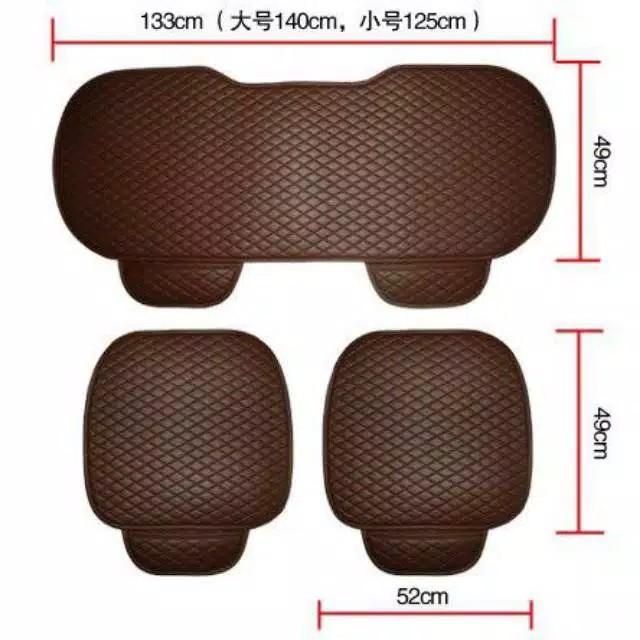 Alas tempat Duduk Jok Mobil 3 in 1 set Empuk Universal Motif Square Bahan Kulit Premium