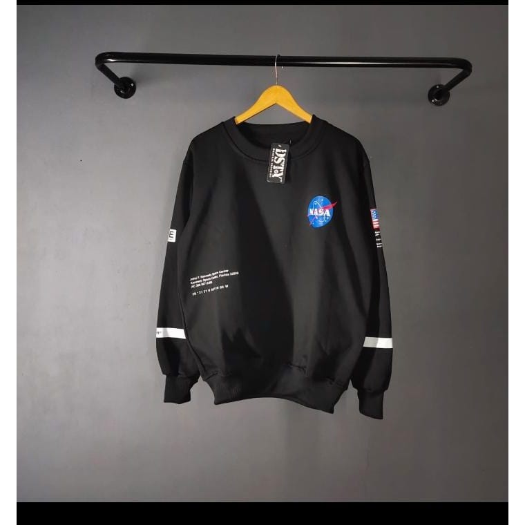 Crewneck Nasa Hitam Logo Premium Unisex