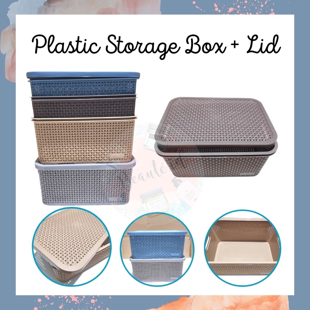 Tempat Kotak / Rak Penyimpanan Ukuran Besar Sedang Dengan Tutup Untuk Perapi Barang Make Up Buku Perkakas Sabun Multifungsi Organizer Plastic Storage Box