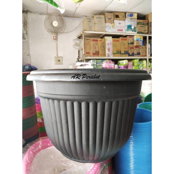 Pot Plastik 40 Hitam CJP/Pot Bunga Tanaman Besar UK 40 CM - Hitam