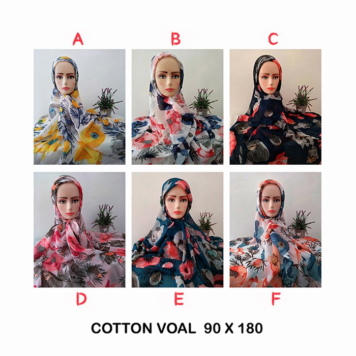 Jilbab Pashmina Hijab Cotton Voal Premium Import Quality (ZH-MFH010)