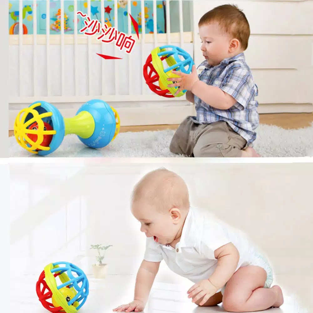 Mainan Bayi Bola Kerincingan - Mainan Gigitan Bayi Bola - Bola Putar Rattle - Colorful Rattle Ball