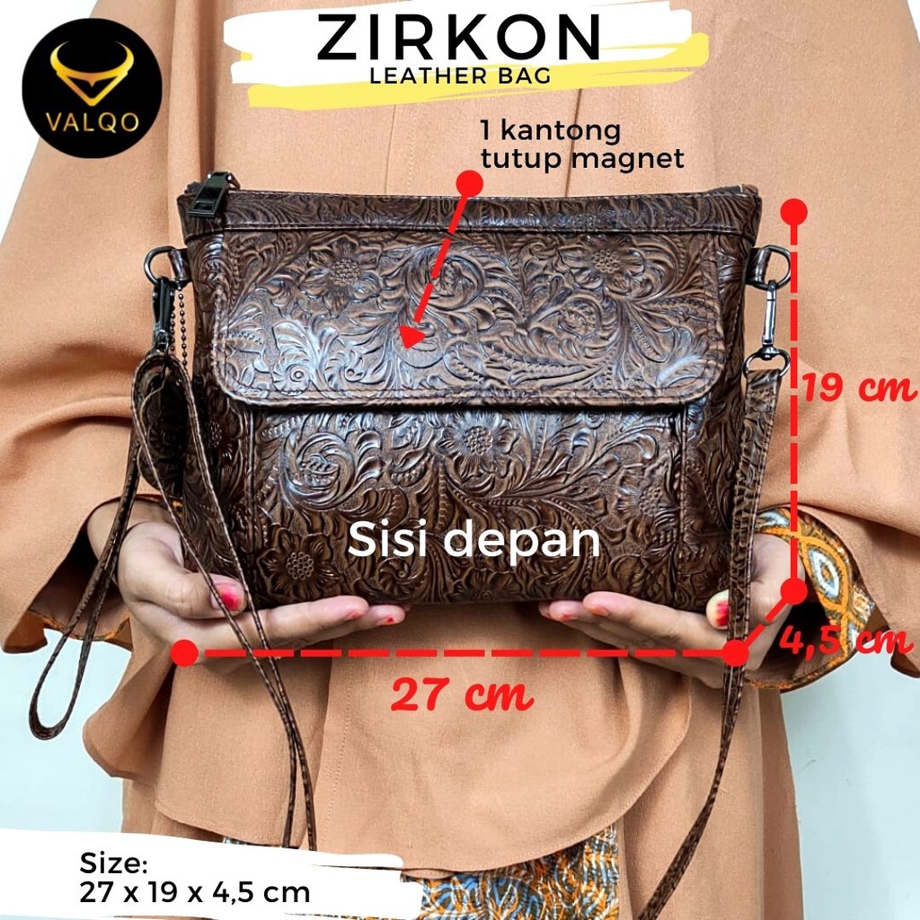 [VALQO] ZIRKON Tas kulit sapi Clutch Kulit Tas Wanita Bisa jadi tas dan Pouch Kulit Tas Tangan