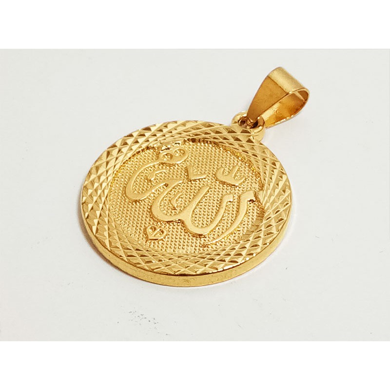 VeE Liontin Pria Wanita Lapis Emas 18K Bertuliskan Lafadz Asma Allah 26mm x 26mm Model 3