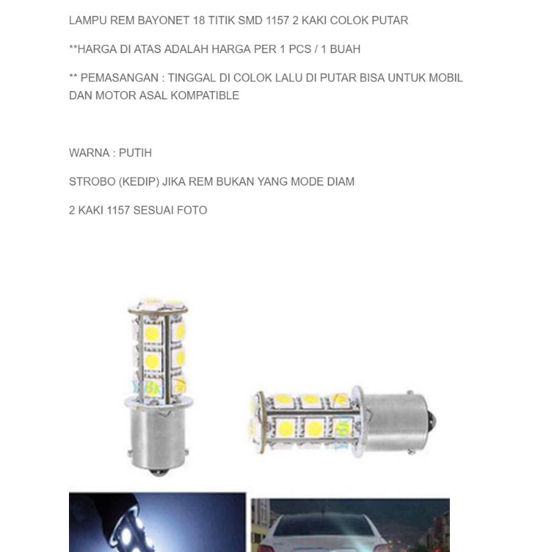 Lampu Rem 2 Kaki Kedip 12/24V Led Smd 2 Mode Blitz Strobo Flash Bayonet 18 Titik Stoplamp