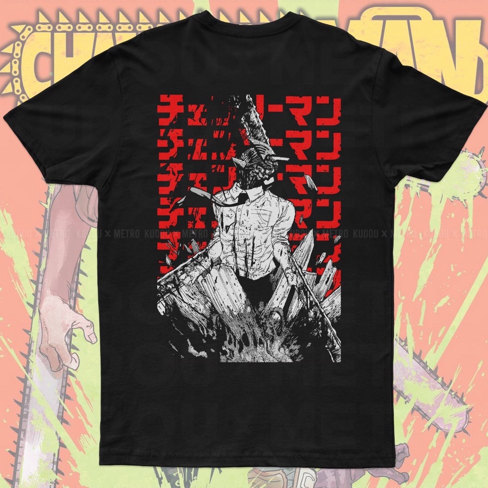 Kaos Chainsaw Man Black Anime Manga Premium Unisex