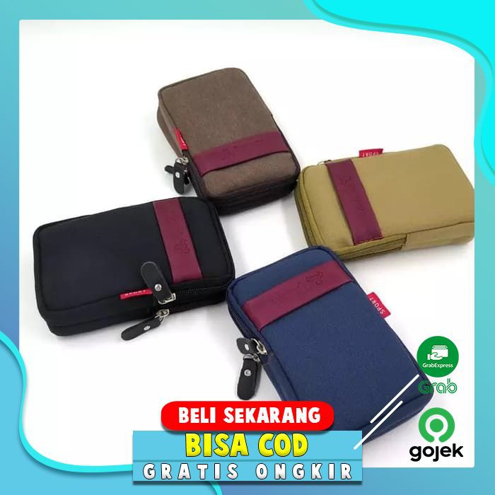 COD Tas Pinggang Pria Tempat  Hp Bahan Kanvas  Multifungsi Cowok Import Asli B279