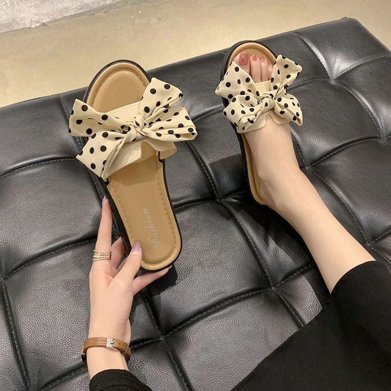 Sandal Fashion Slop Flat polakdot Korea Wanita Bahan Karet Import High Quality