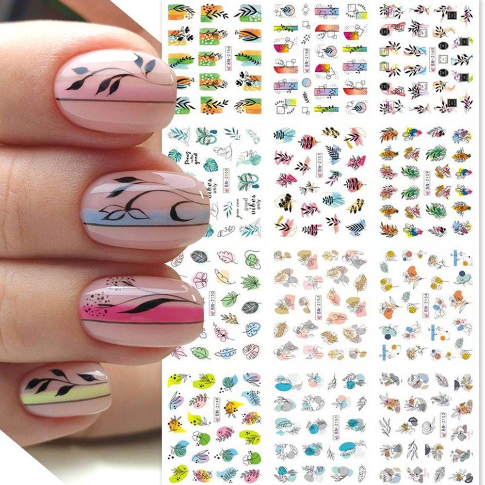 R-bunga Kuku Stiker Ukuran Besar Manicure DIY Bunga Perekat Decals Bunga Daun Cat Air