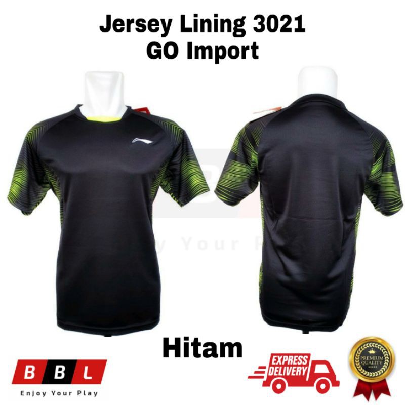 Kaos Badminton Lining 3021 Hitam Grade Ori Import / Kaos Bulutangkis Lining GO import kaos olahraga