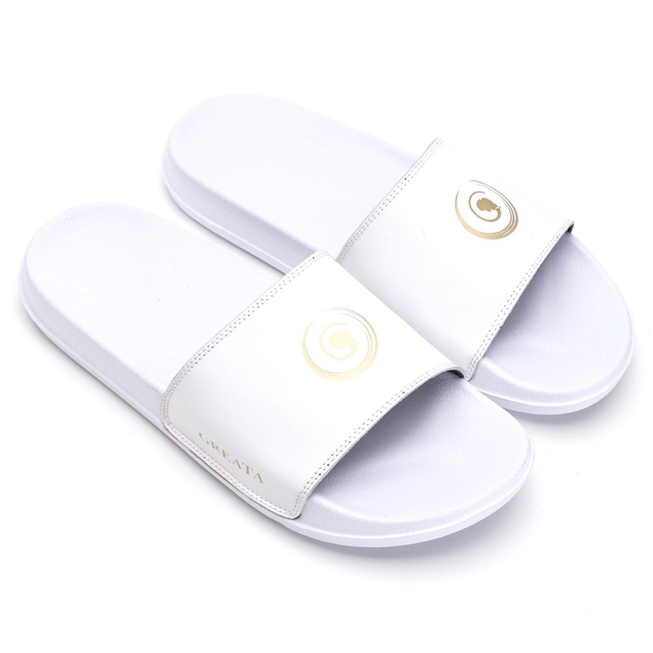 NIELS WHITE (KULIT ASLI)  |ManNeedMe x GREATA| Sandal Pria Wanita Casual Sandal Slop ORIGINAL