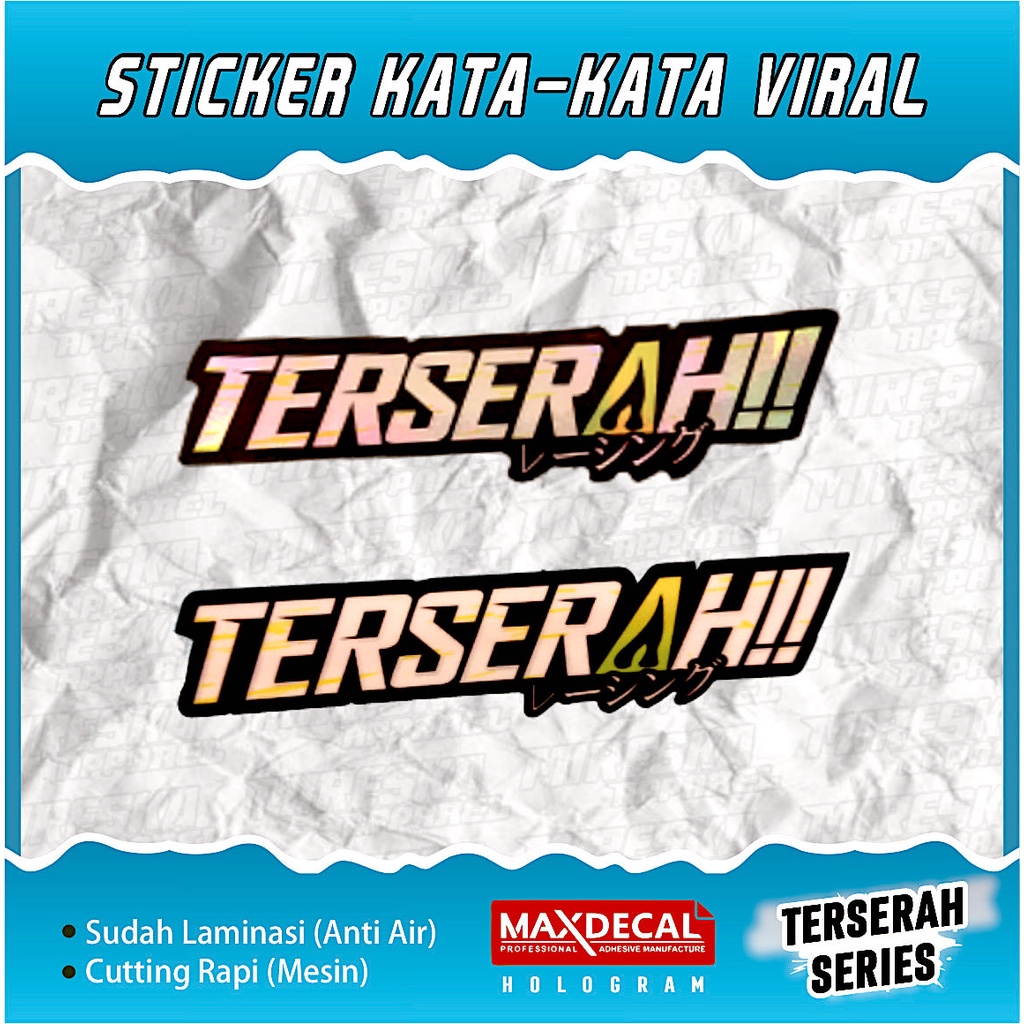 TERLARIS STICKER TERSERAH VIRAL | STIKER HELM MOTOR CUTTING VIRAL HOLOGRAM | KATA-KATA | STICKER RAC