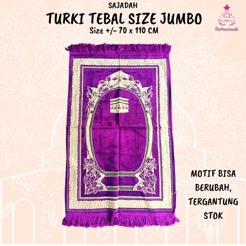 Sajadah Besar Jumbo Turki Tebal Bludru Ringan Oleh Oleh Haji Umroh ukuran dewasa 70x110cm