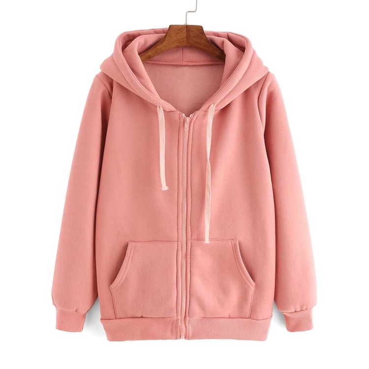 Jaket Hoodie Wanita Polos Oversize Lengan Panjang Babyterry-Salem