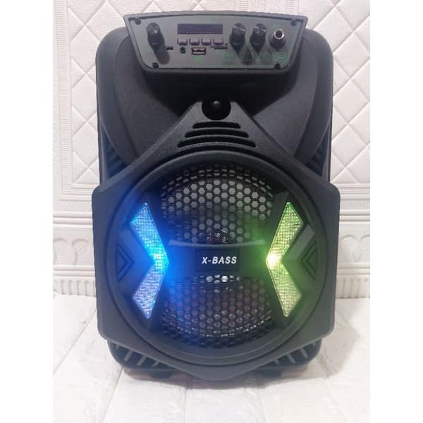 Speaker Bluetooth Karaoke Fleco F-8802 LED 8,5 Inch Gratis Microphone+Remote Super Bass