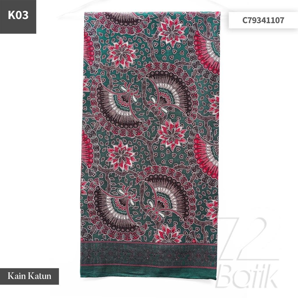 JARIK BATIK Premium Bahan Katun Motif Kembang Semak Warna Merah 729578 CAP 72