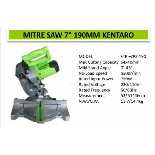 Miter saw potong kayu almini 7inch merk kentaro