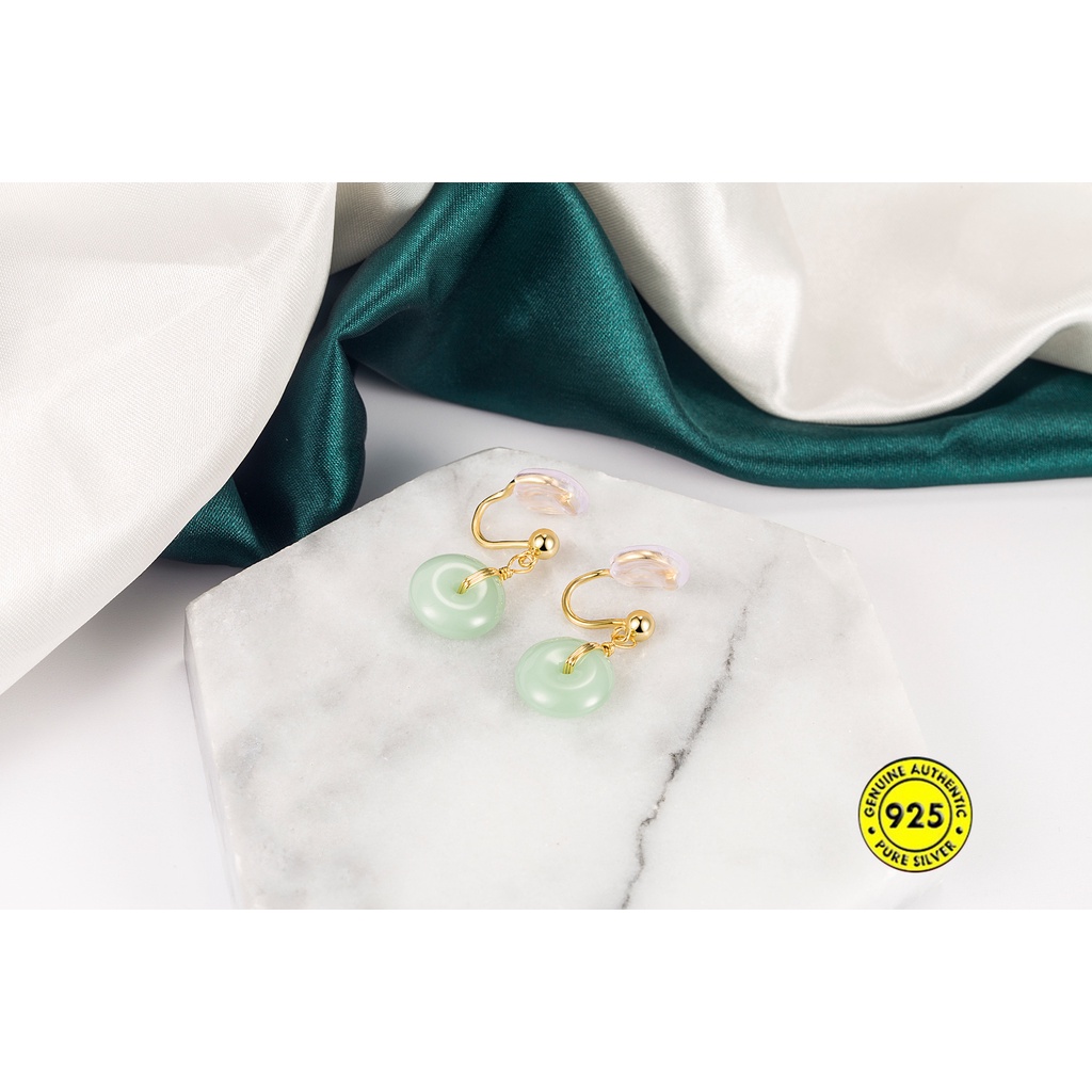 Anting Klip Tanpa Tindik Bahan Sterling Silver Untuk Wanita