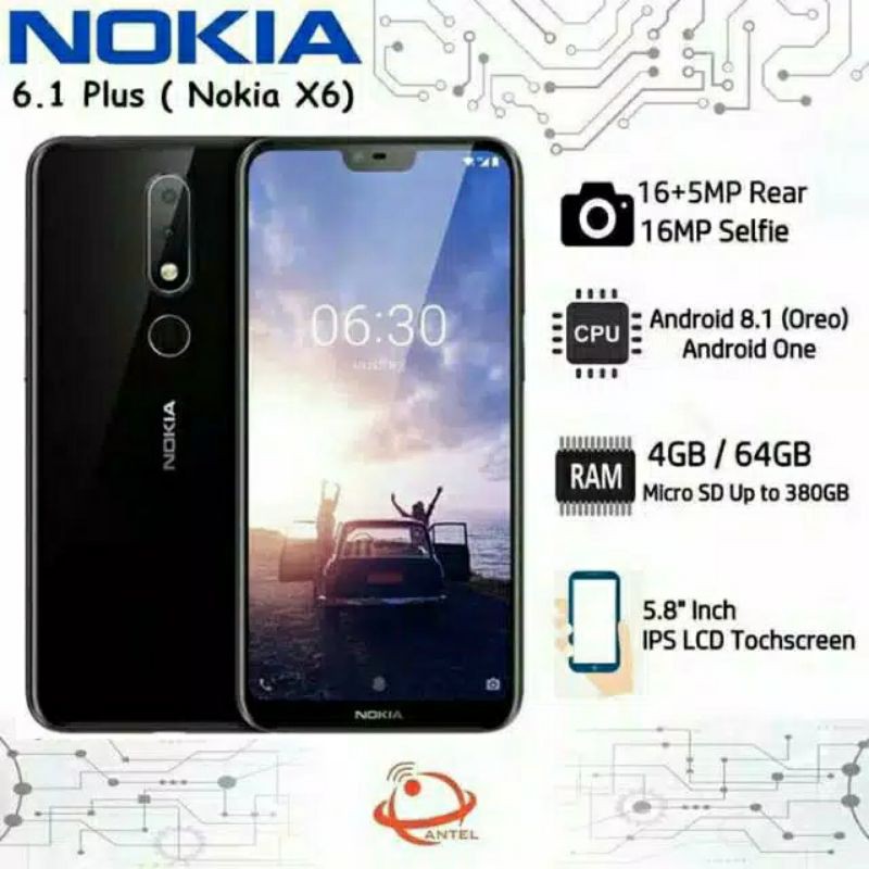 Murah, Original Nokia x6 6.1 plus, Ram 4/64, Garansi Resmi, Baru, Segel