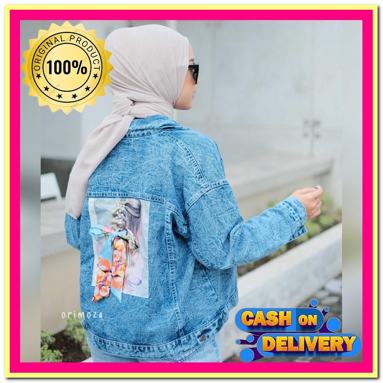 Jaket Levis Oversize Jumbo Big Size Jeans Jacket Denim Wanita Perempuan Cewek Cewe Terbaru Kekinian 