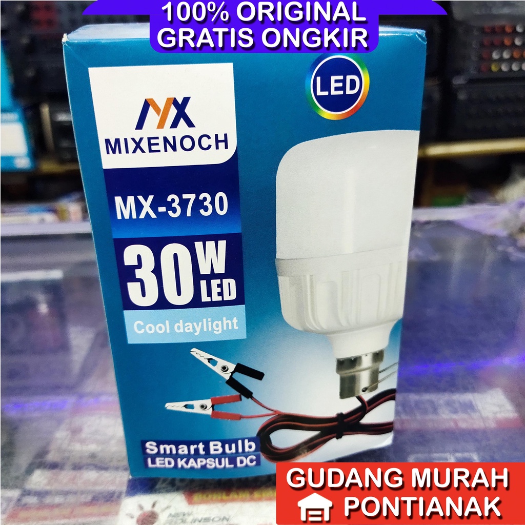 Lampu DC Mixenoc Jepit Aki Watt Lengkap 6w 12w 18w 25w 30w