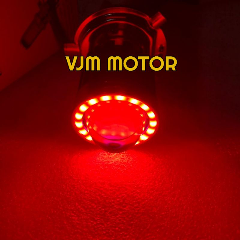 Lampu depan utama LED motor Vixion Mobil Scoopy Fi LED H4 combinasi Ring devil Eye small proji New Led mata jelly fish Nyala putih kuning Terang