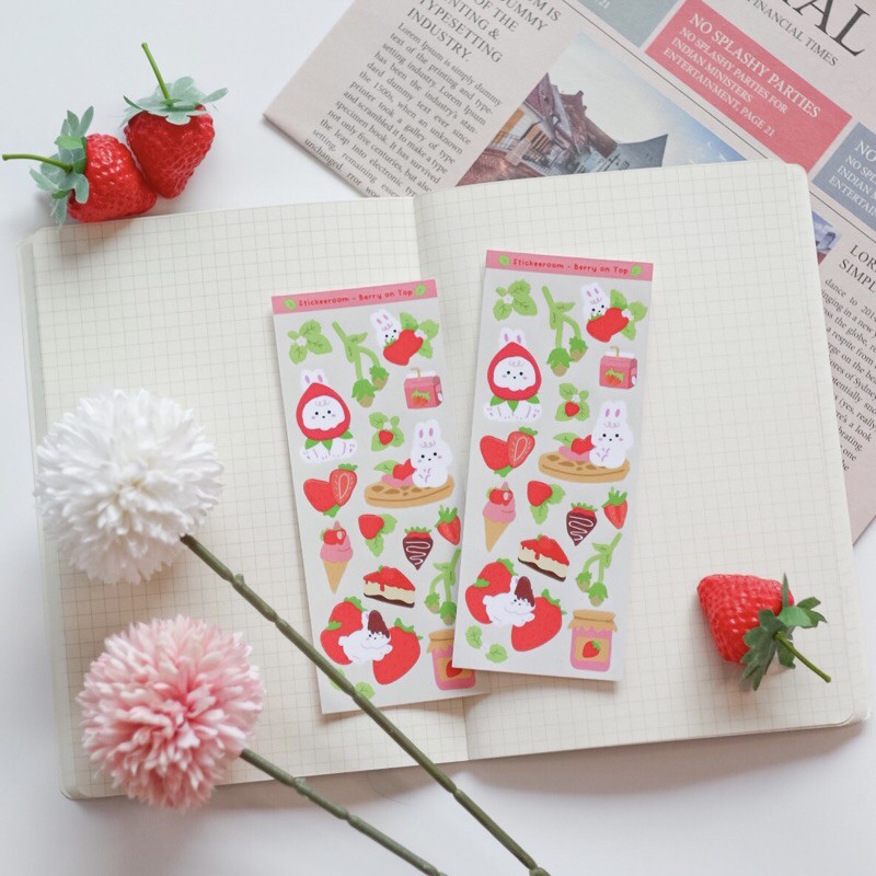 

Berry On Top - sticker set / stiker sheet for jounaling, polcos, decoration, etc