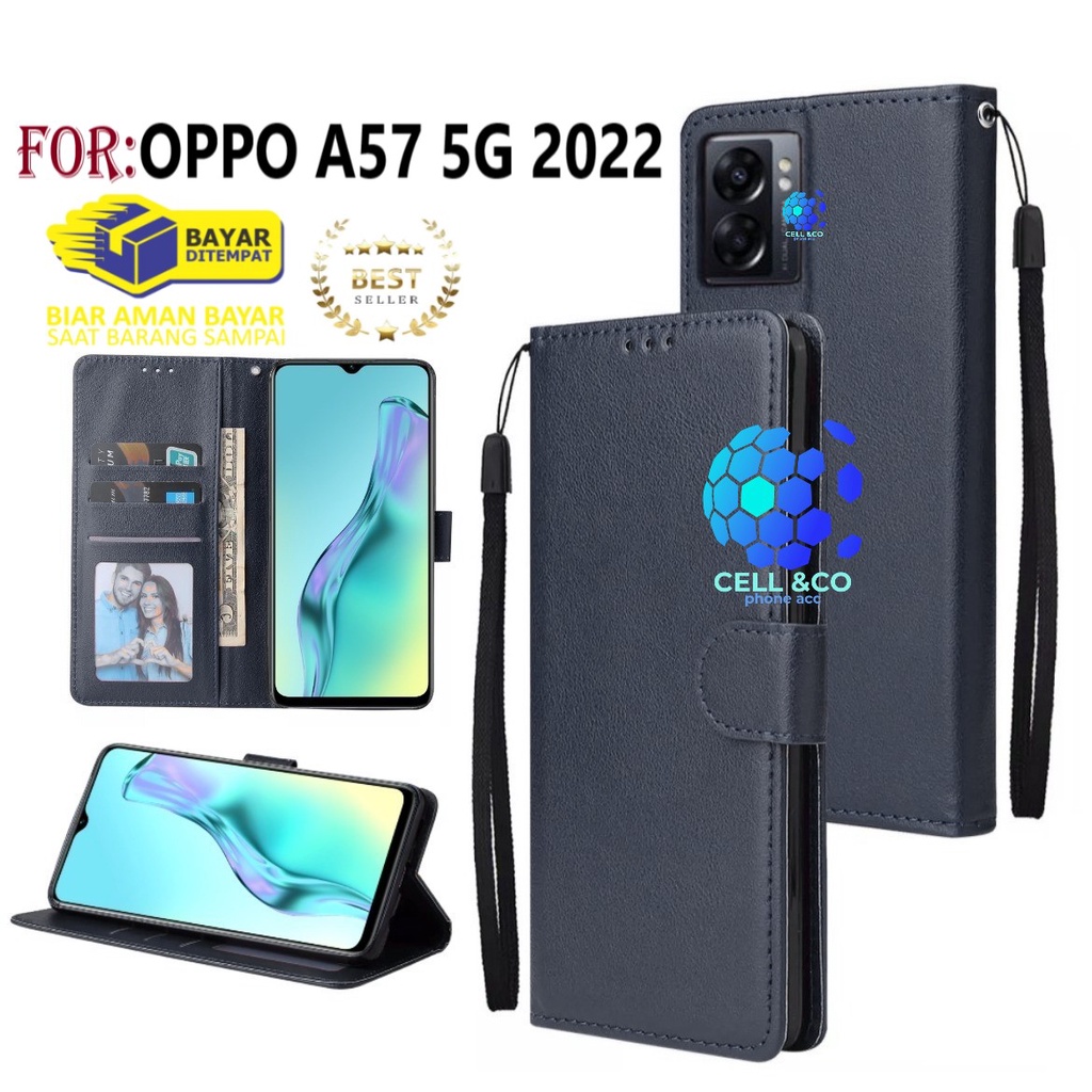 NEW OPPO A57 5G 2022 CASE FLIP LEATHER WALLET PREMIUM FLIP CASE BUKA TUTUP KESING HP CASING FLIP CASE OPPO A57 5G 2022