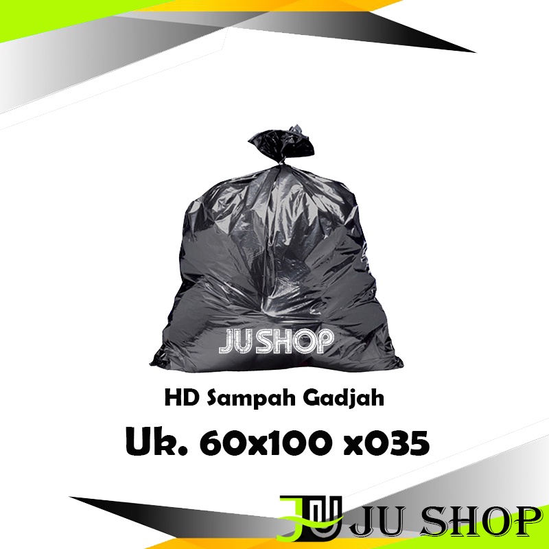 60x100 HD Sampah Gadjah Kantong Sampah Hitam Polos TEBAL 035 pak 50pc