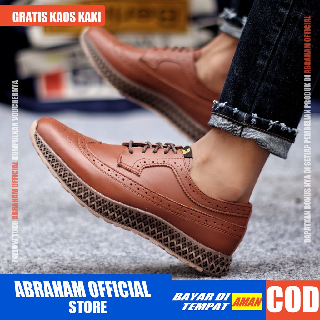 ABRHM x JHON Sepatu Kasual Pria Sepatu Casual Pria Kulit Pu Sepatu Pria Casual Cowok/Cowo Ori Sepatu Kerja Kantor Semi Formal Kuliah Kondangan Gaya keren Kekinian Murah Terlaris