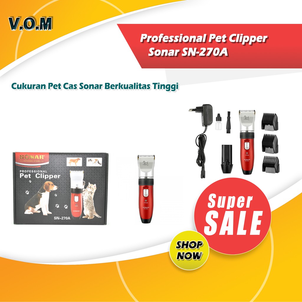 VOM Professional Pet Clipper Sonar SN-270A / Cukuran Hewan Charge - 0186