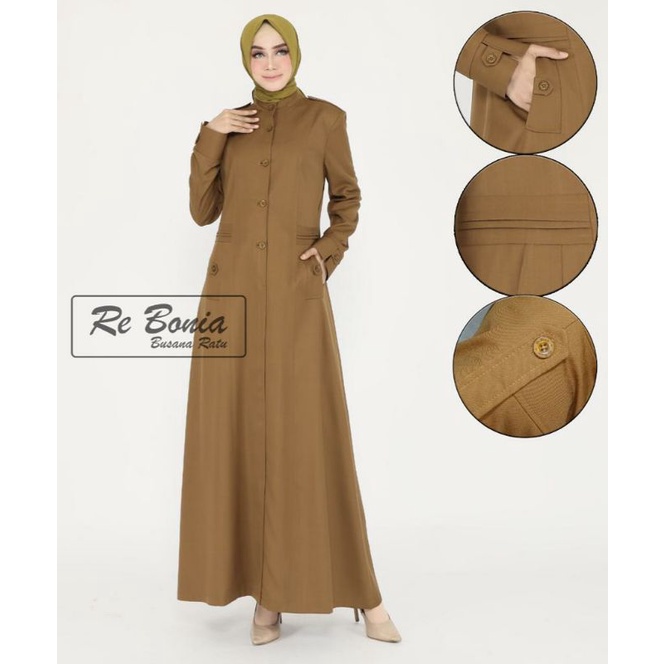 Gamis re bonia / gamis pemda tua / gamis kheki tua / gamis kerja /gamis pns