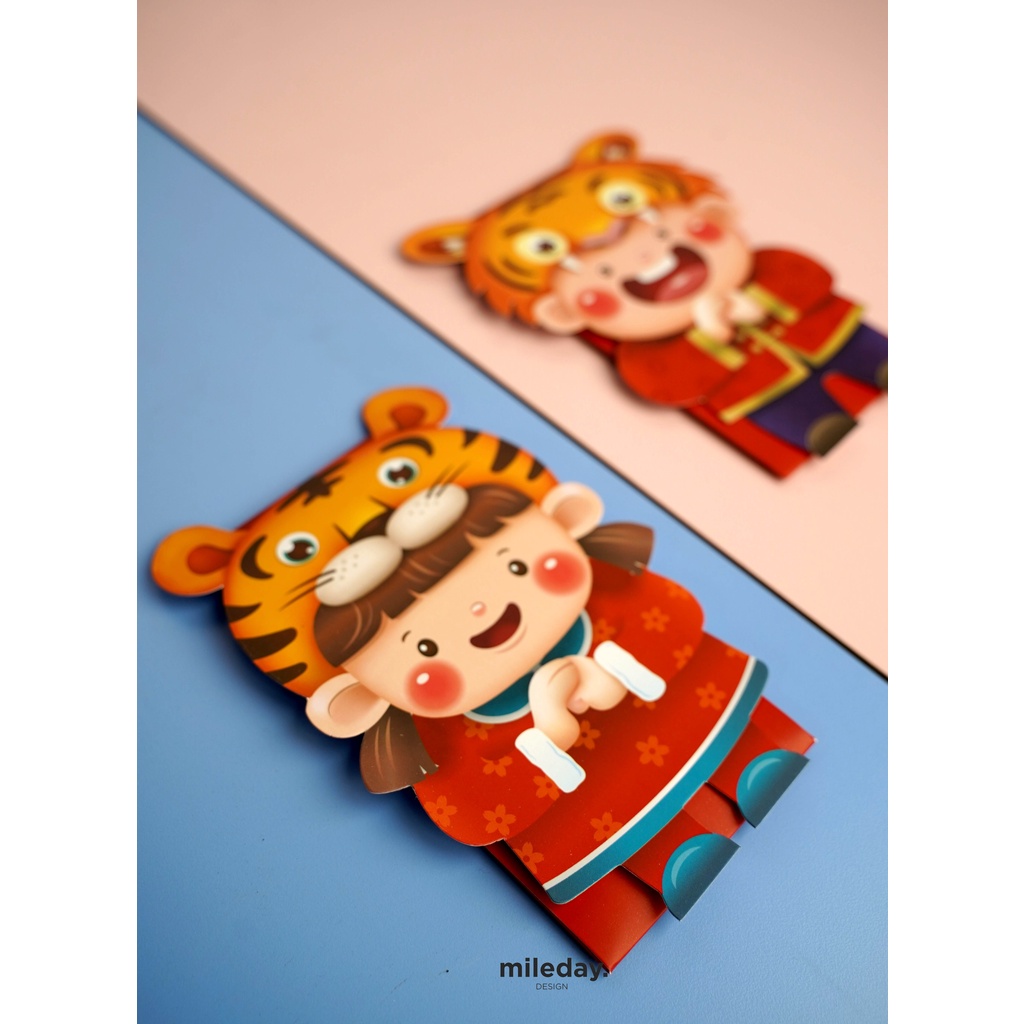 ANGPAO IMLEK 2022 CUTE TIGER 3D UKURAN PANJANG  (UANG TIDAK DILIPAT)