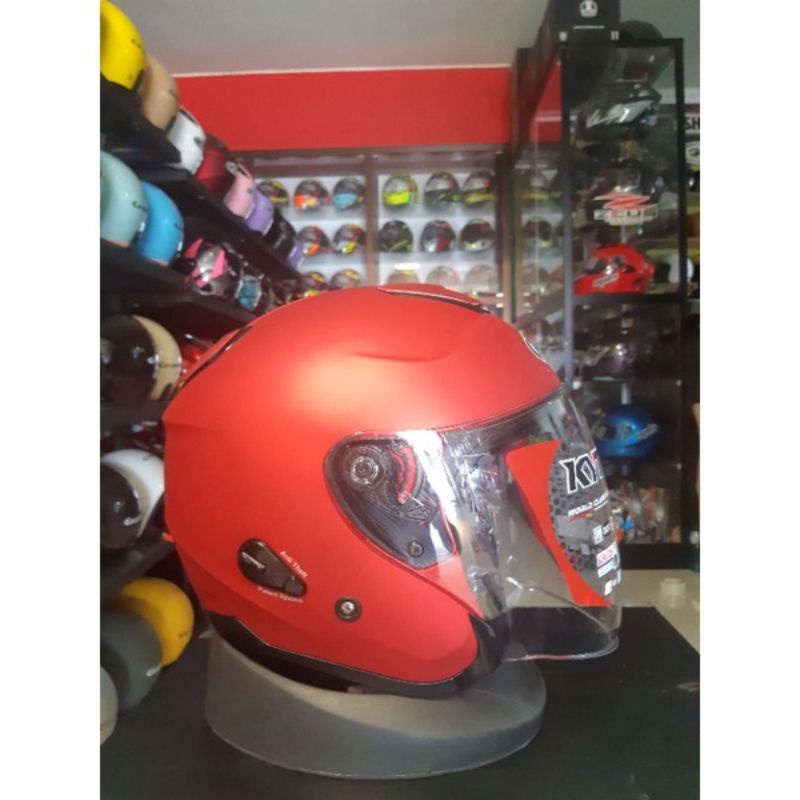 KYT Kyoto R Solid White / Kyoto R Putih Original kyt-Red dop