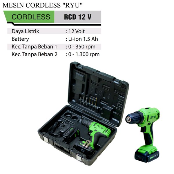 RYU RCD 12V Cordless drill RCD12V / Bor batre / Bor cordless 10mm